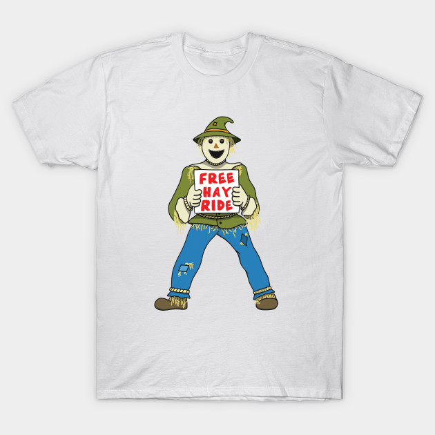 Free Hay Ride Scarecrow T-Shirt-TOZ